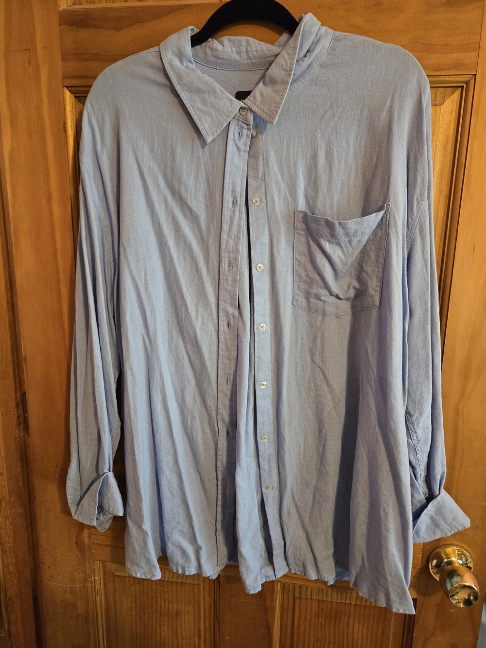 Light Blue Women Button-Up Shirt
